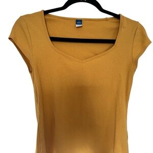 Old Navy Mustard Ribbed Short Sleeve Top